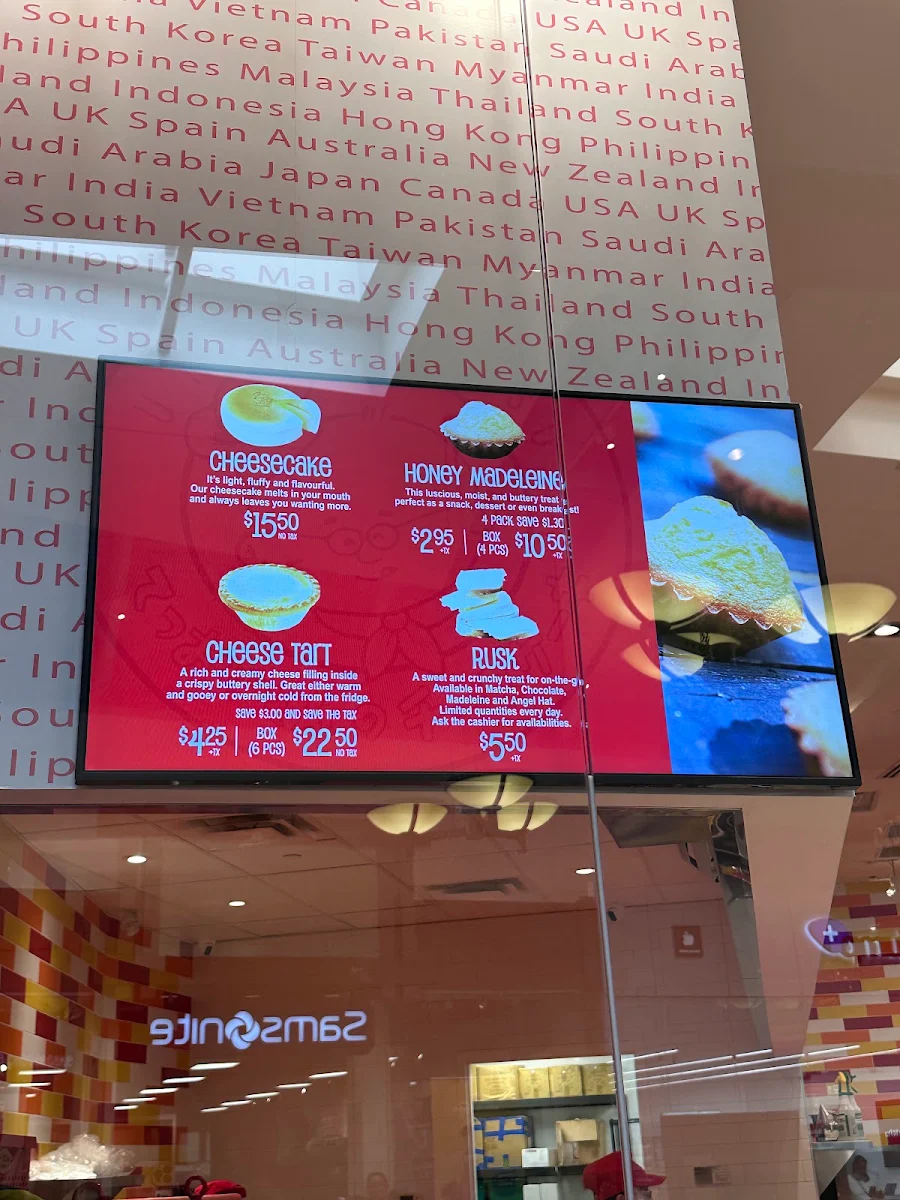 Menu, Uncle Tetsu's Japanese Cheesecake, CrossIron Mills