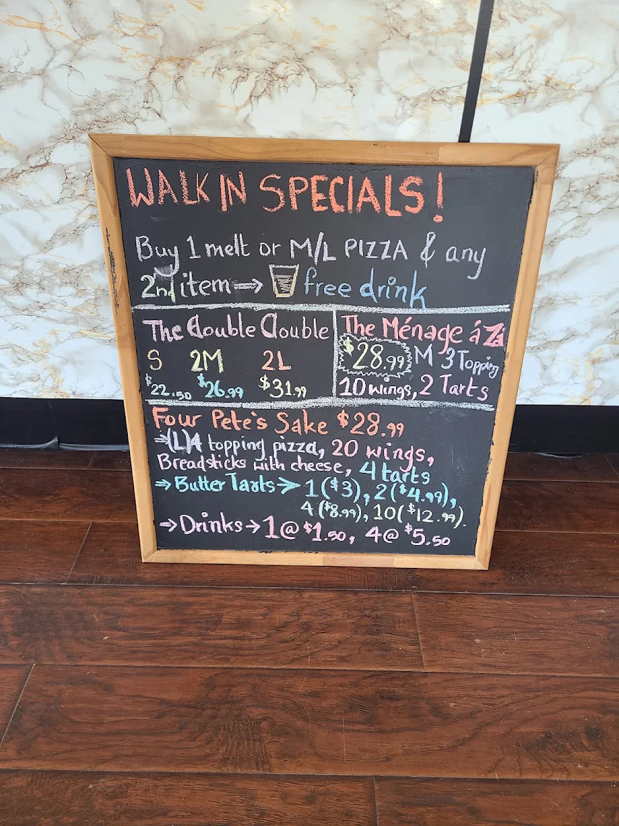 Menu, Pete Za Pi