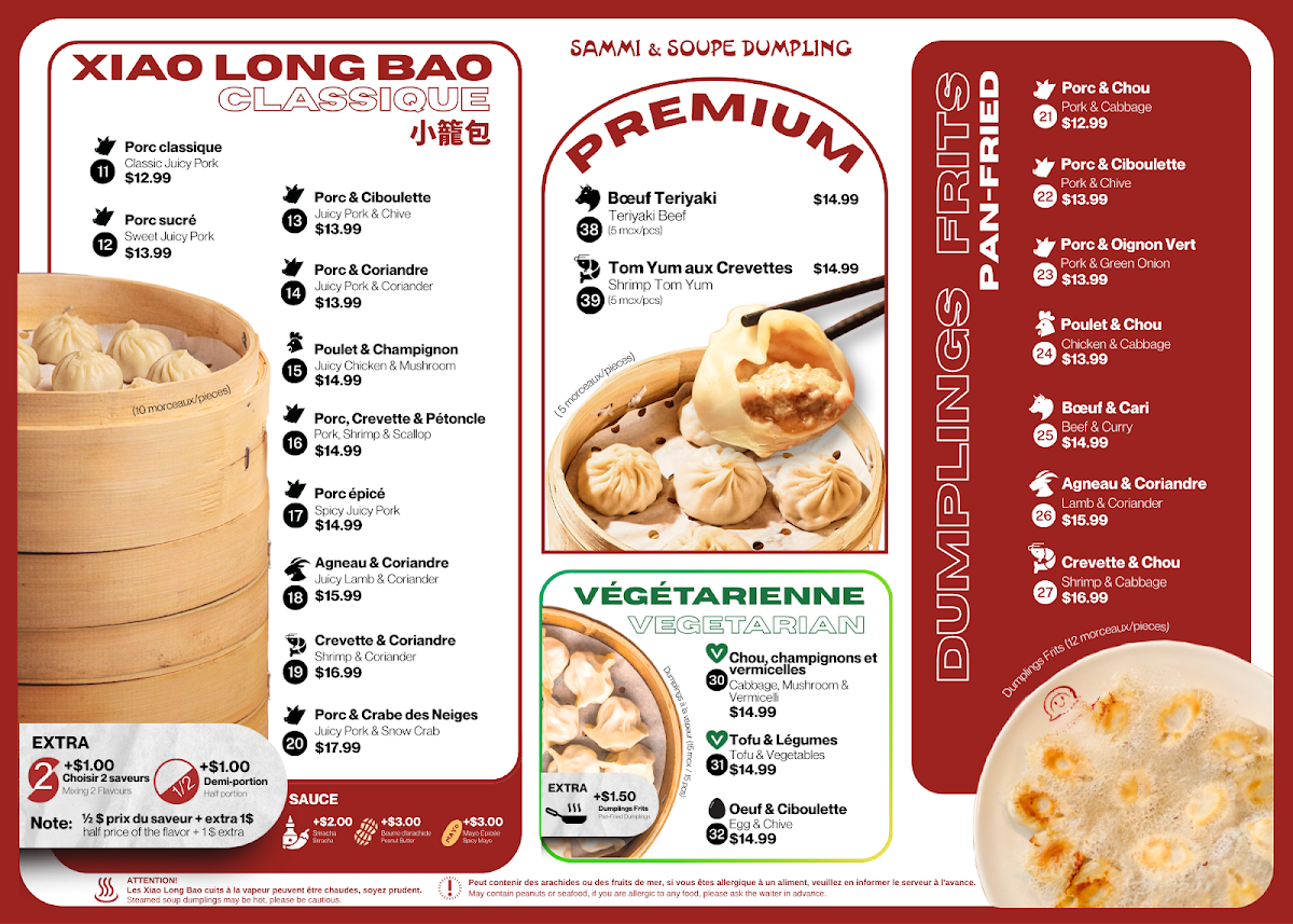 Menu, Sammi & Soupe Dumpling - (Ste-Catherine St. O)