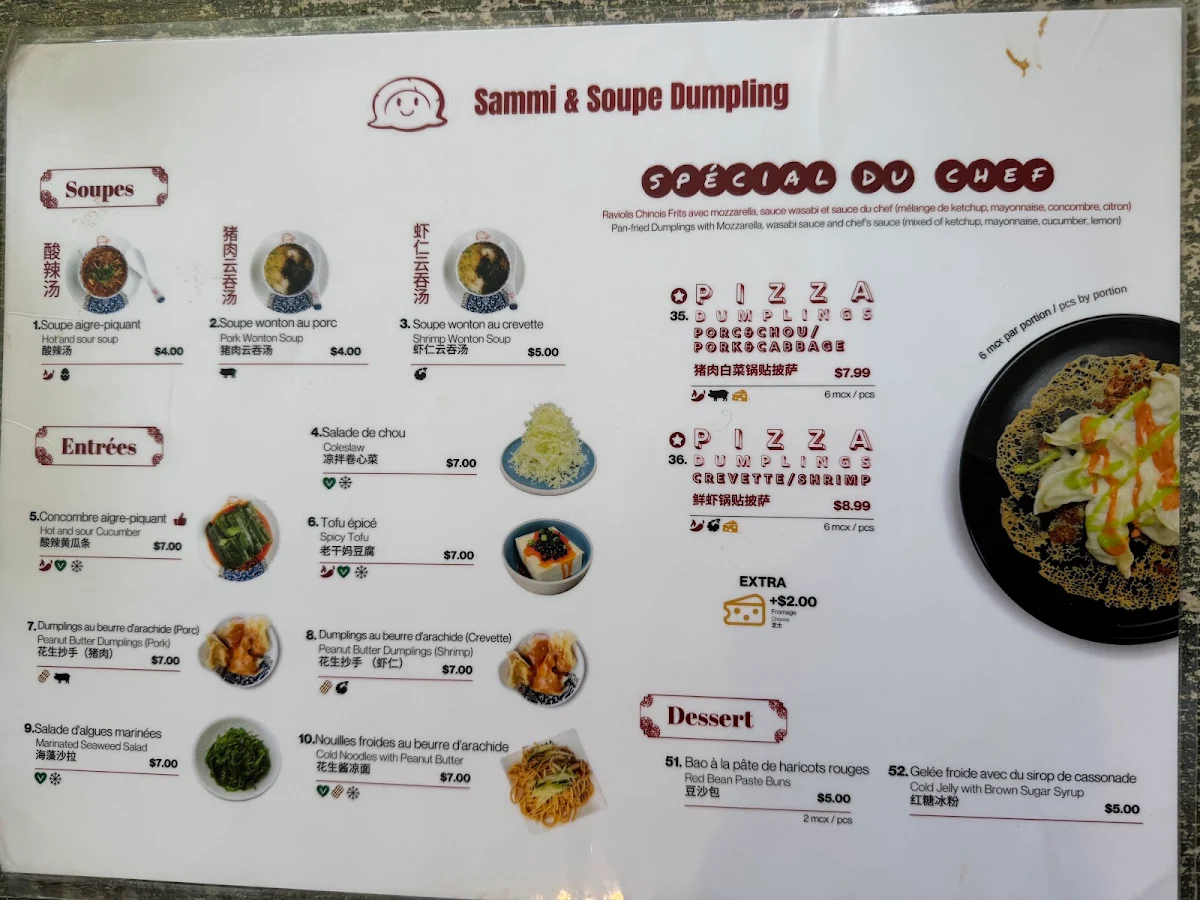 Menu, Sammi & Soupe Dumpling - (Ste-Catherine St. O)