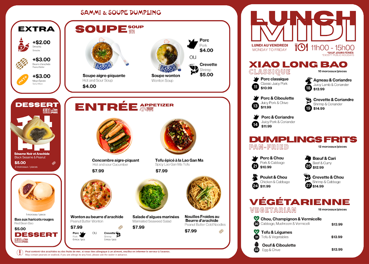 Menu, Sammi & Soupe Dumpling - (Ste-Catherine St. O)