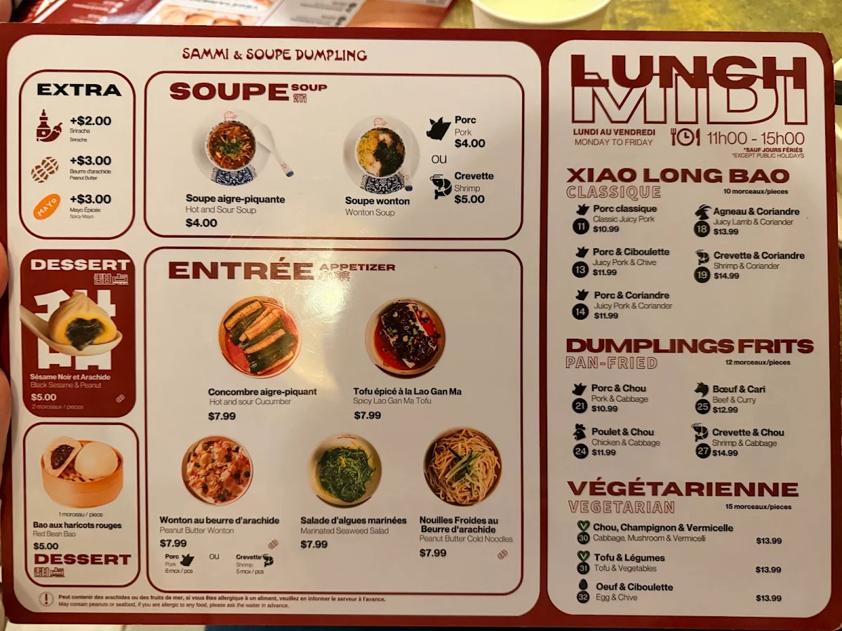 Menu, Sammi & Soupe Dumpling - (Ste-Catherine St. O)