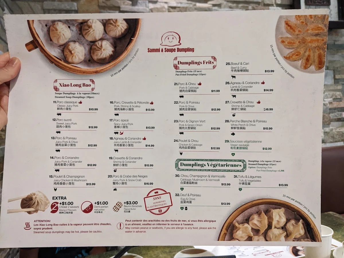 Menu, Sammi & Soupe Dumpling - (Ste-Catherine St. O)