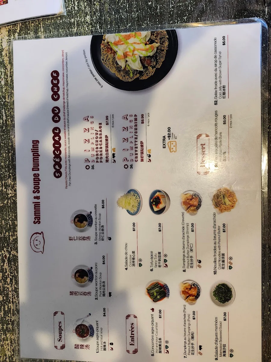 Menu, Sammi & Soupe Dumpling - (Ste-Catherine St. O)