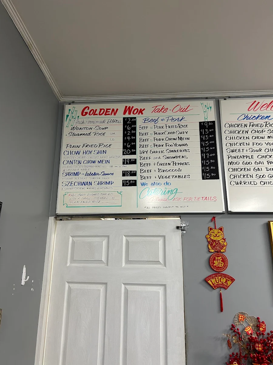 Menu, Golden Wok Take Out