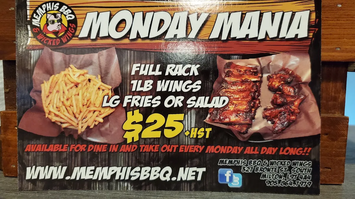 Menu, Memphis BBQ & Wicked Wings