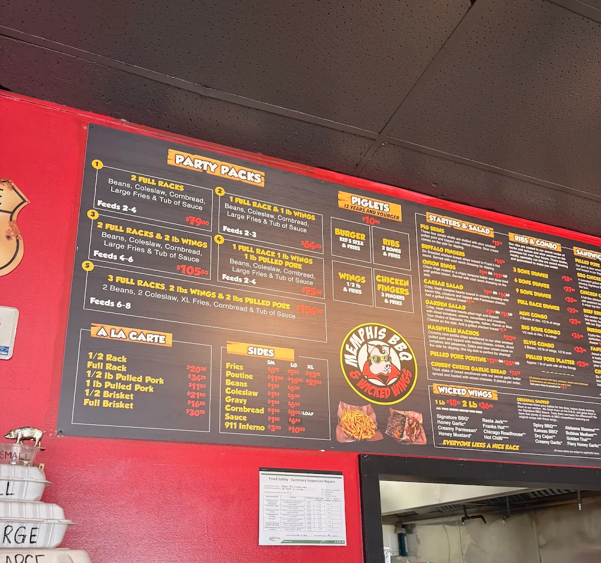 Menu, Memphis BBQ & Wicked Wings