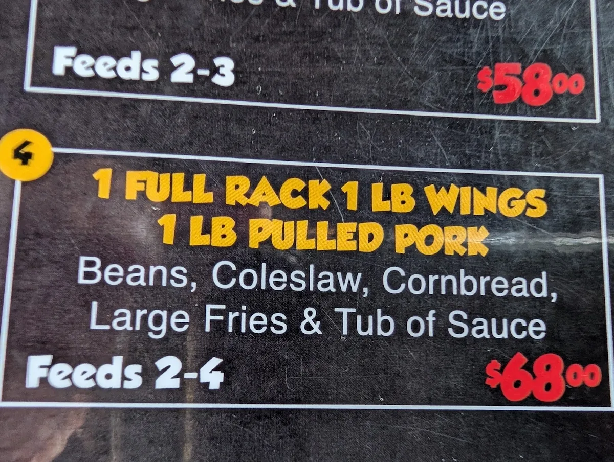 Menu, Memphis BBQ & Wicked Wings