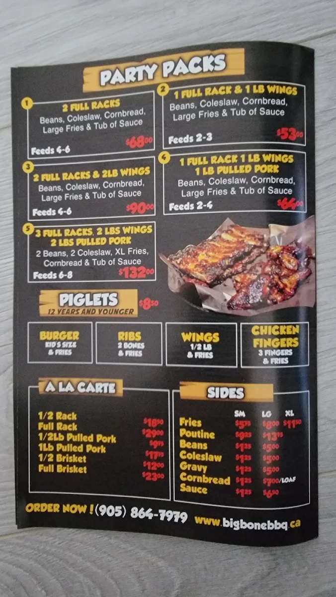 Menu, Memphis BBQ & Wicked Wings