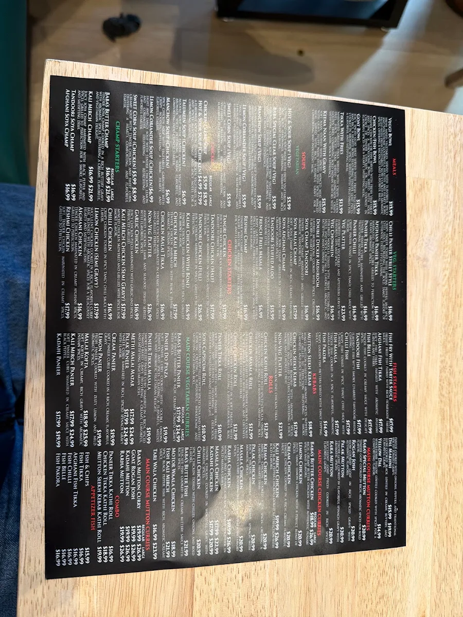 Menu, BABA'S CHICKEN RESTRO & BAR