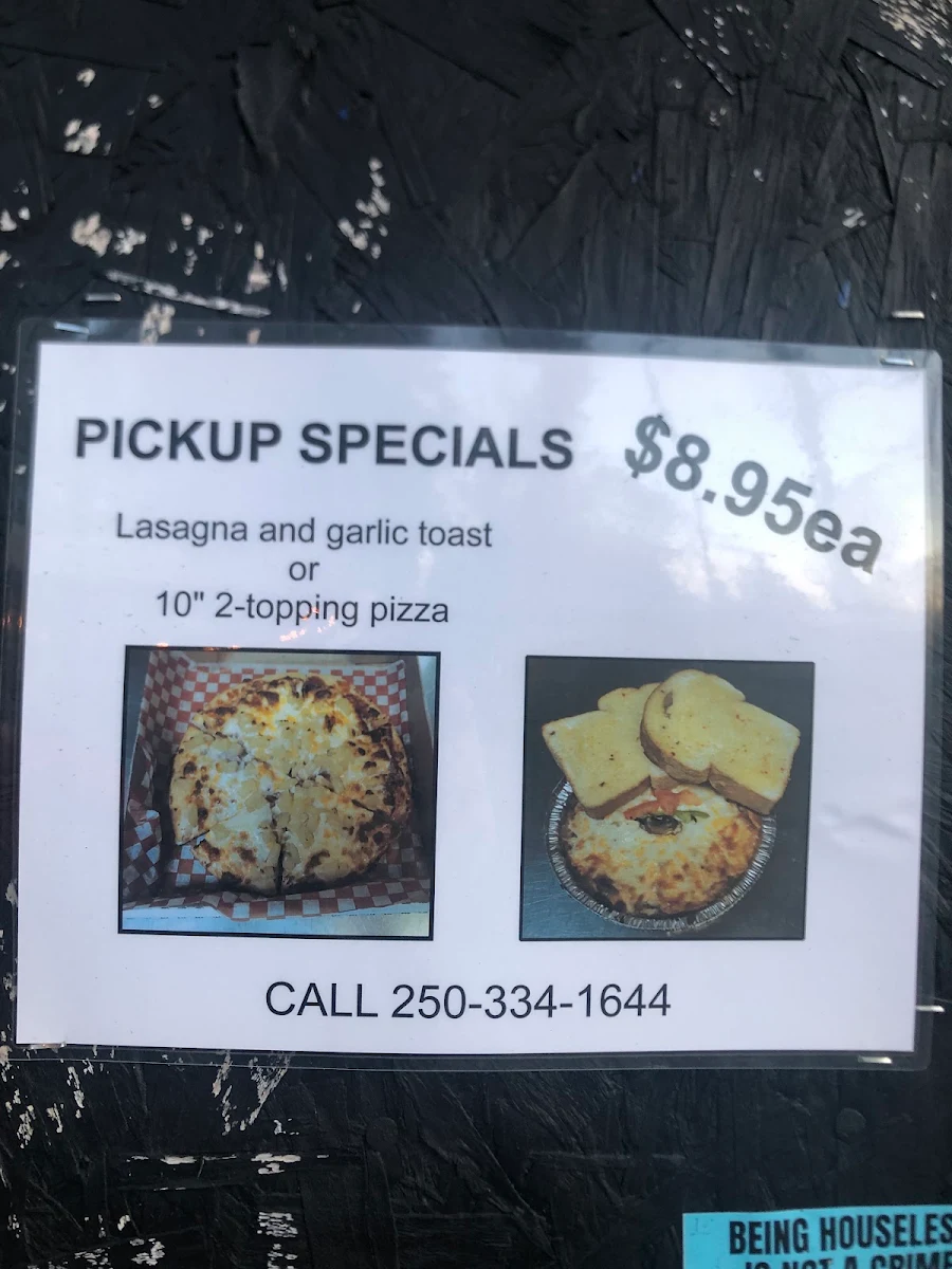 Menu, Mr J's Pizza Etc