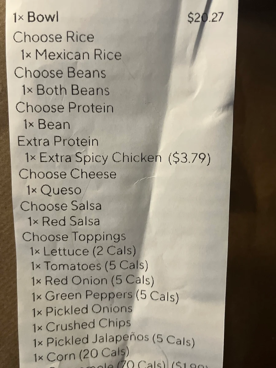 Menu, barBURRITO