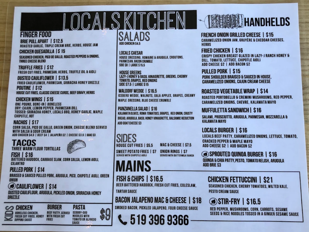 Menu, Locals