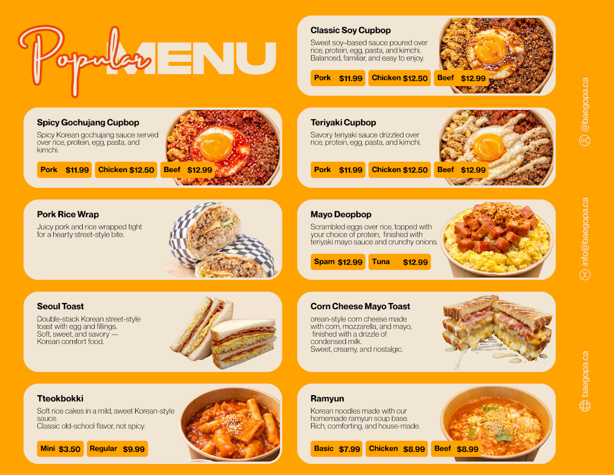 Menu, Baegopa