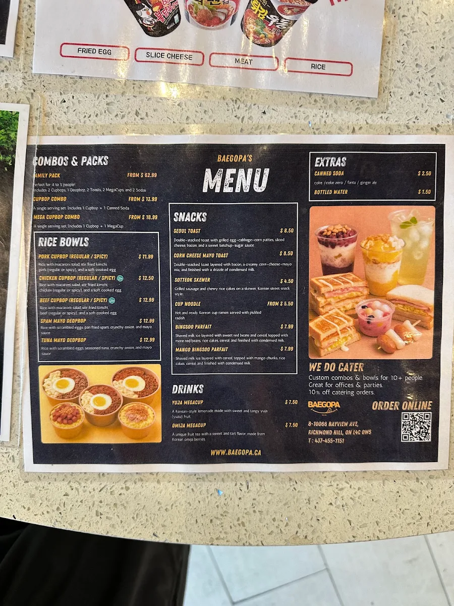 Menu, Baegopa
