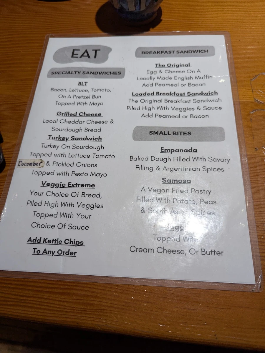 Menu, EcoCafe