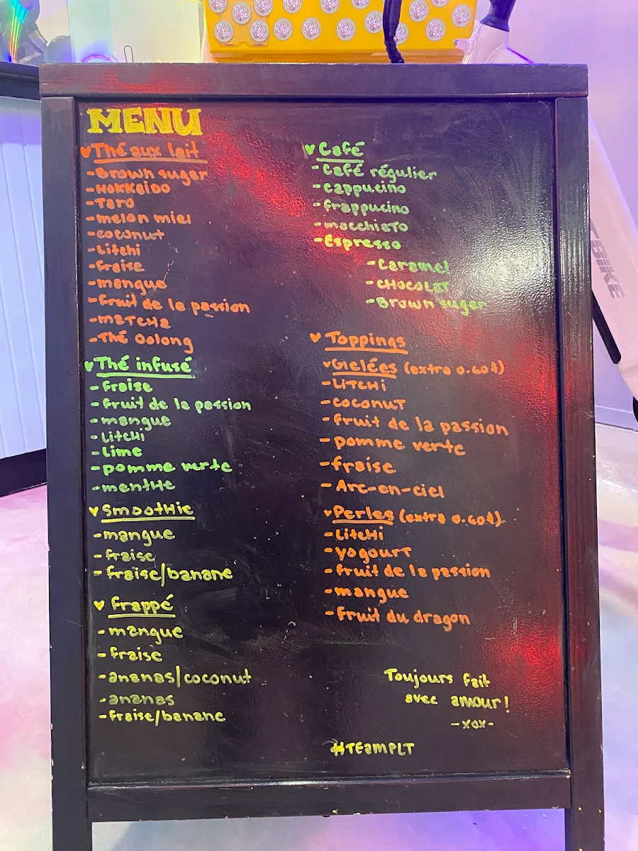 Menu, PLTHÉ ( Bubble tea & café )