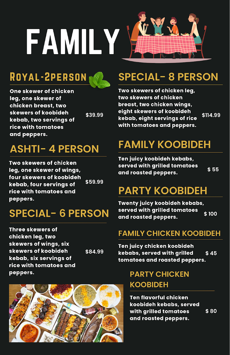 Menu, ASHTI KITCHEN + GRILL