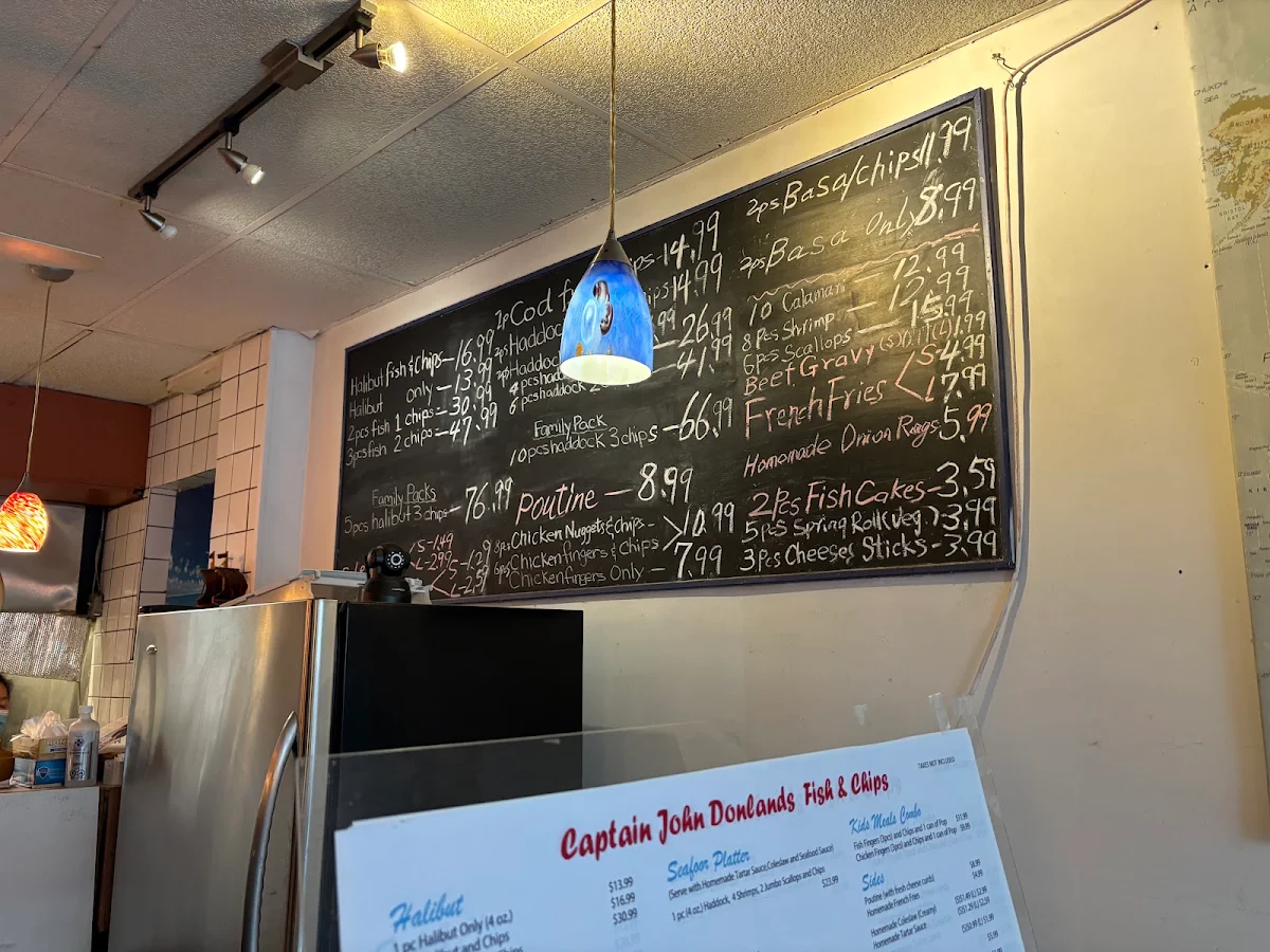 Menu, Captain John Donlands Fish & Chips