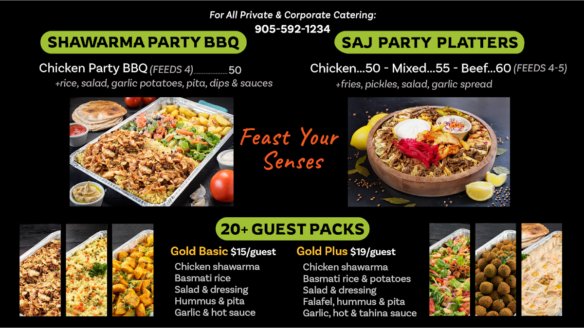 Menu, Zesty - Shawarma Saj Catering