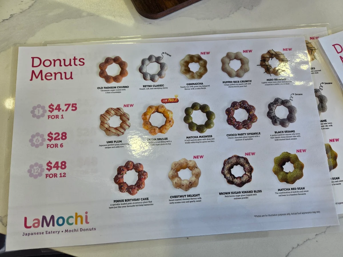 Menu, LaMochi Japanese Eatery & Mochi Donut