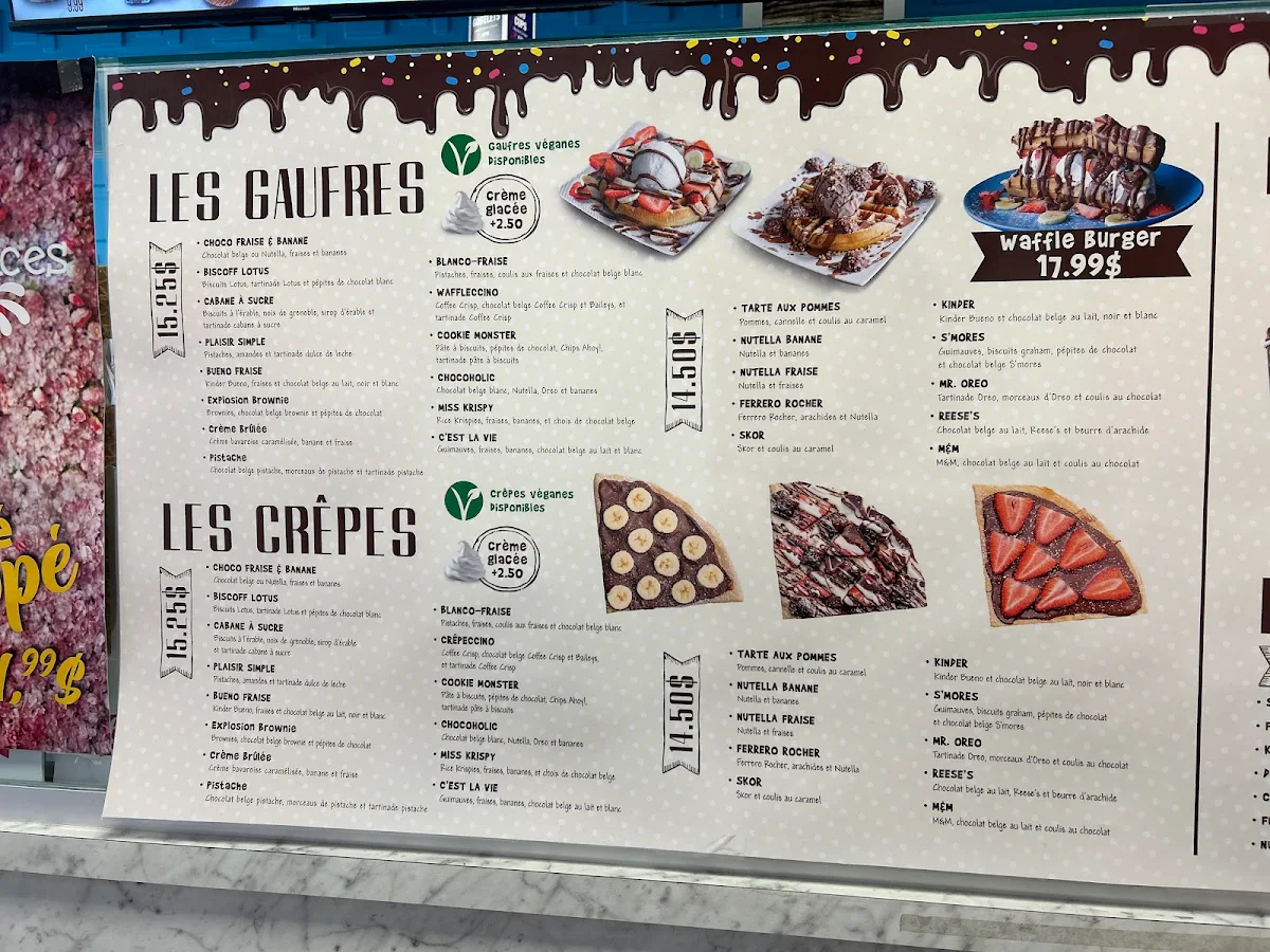 Menu, Gaufres et Glaces Terrebonne