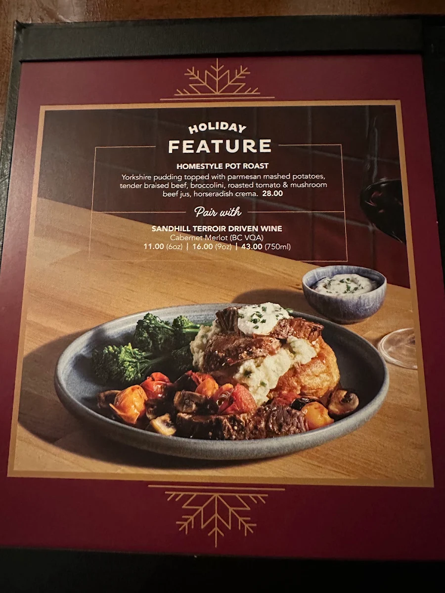 Menu, White Spot Port Coquitlam
