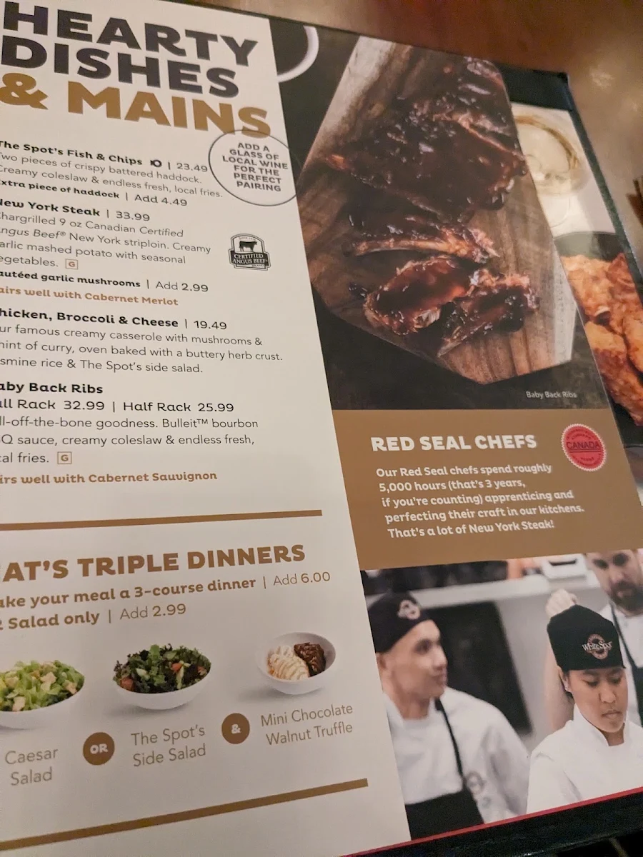 Menu, White Spot Port Coquitlam