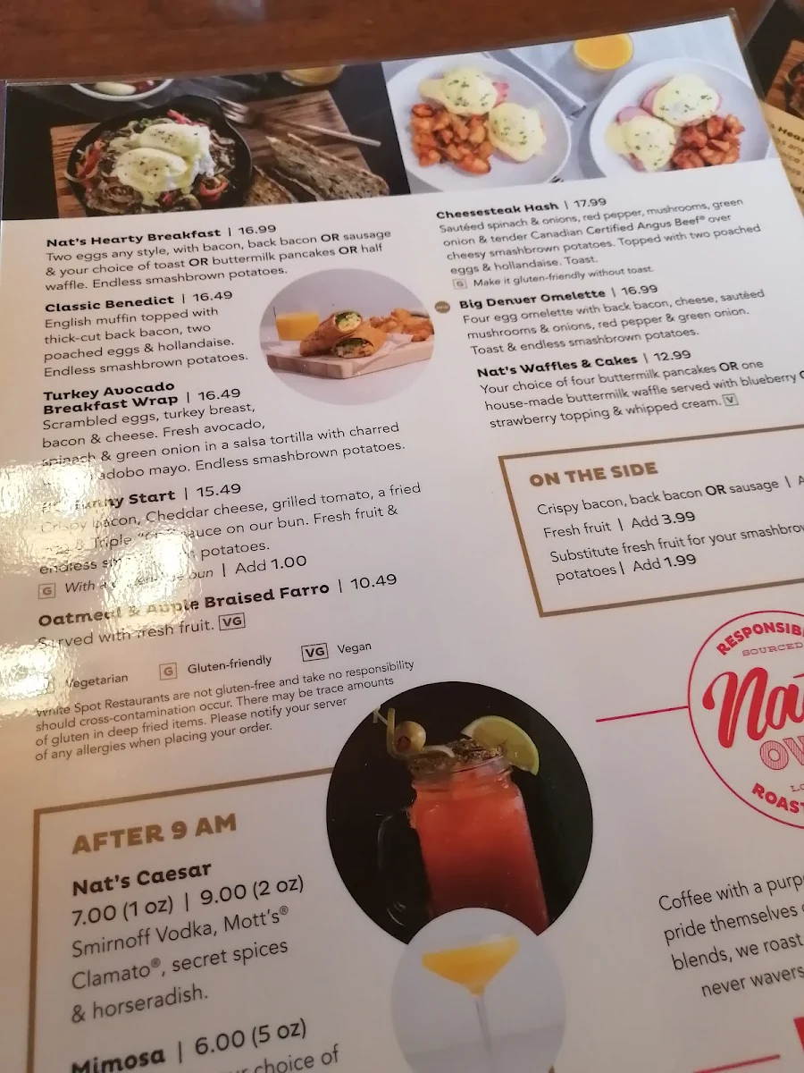 Menu, White Spot Port Coquitlam