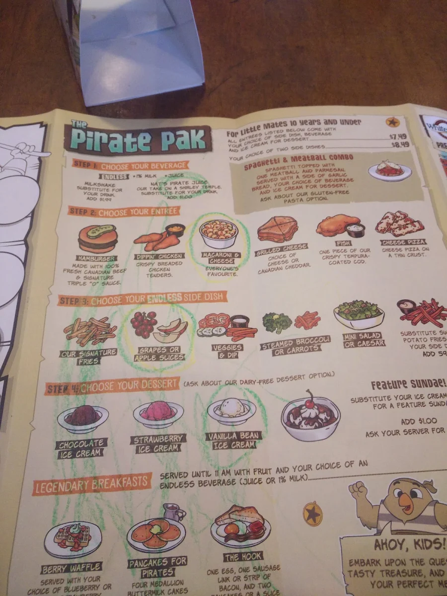 Menu, White Spot Port Coquitlam