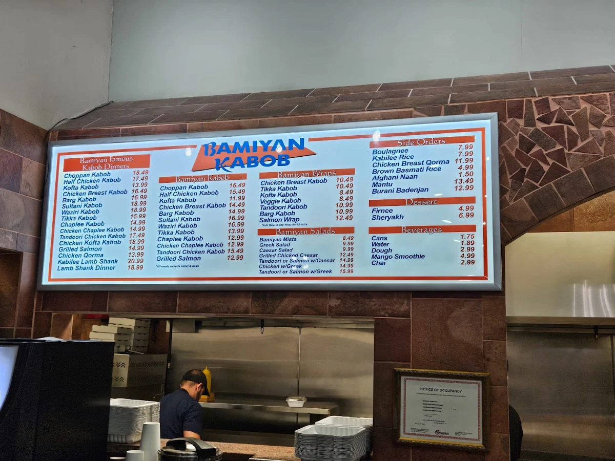 Menu, Bamiyan Kabob