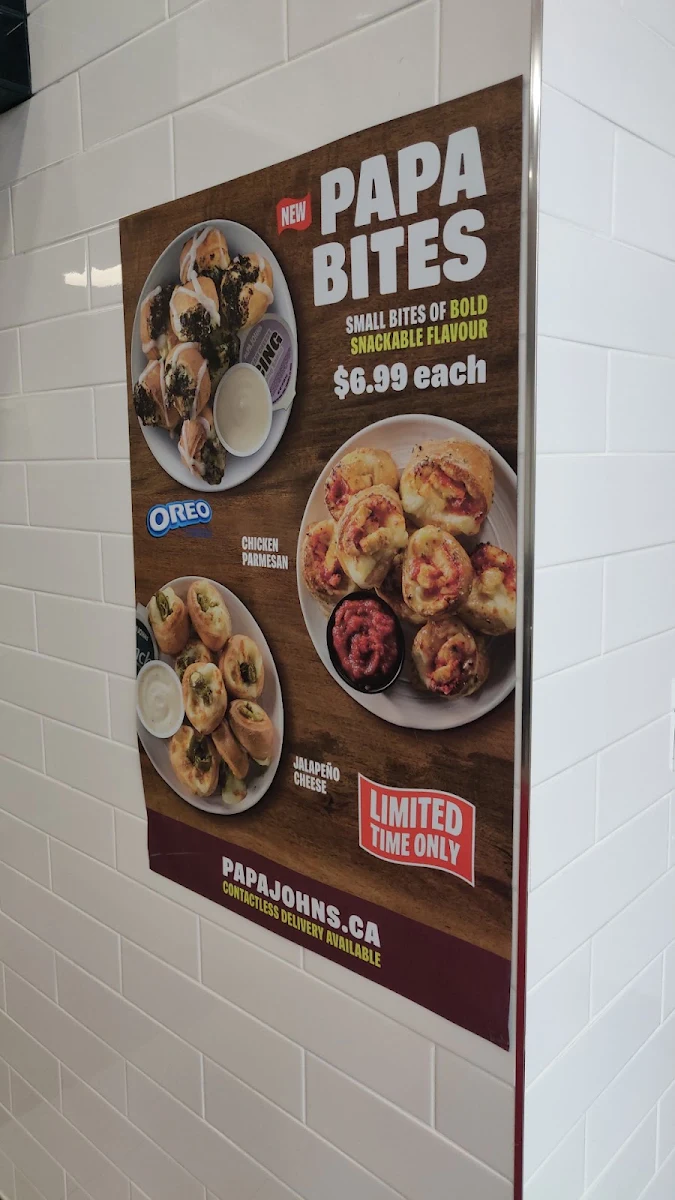 Menu, Papa Johns Pizza