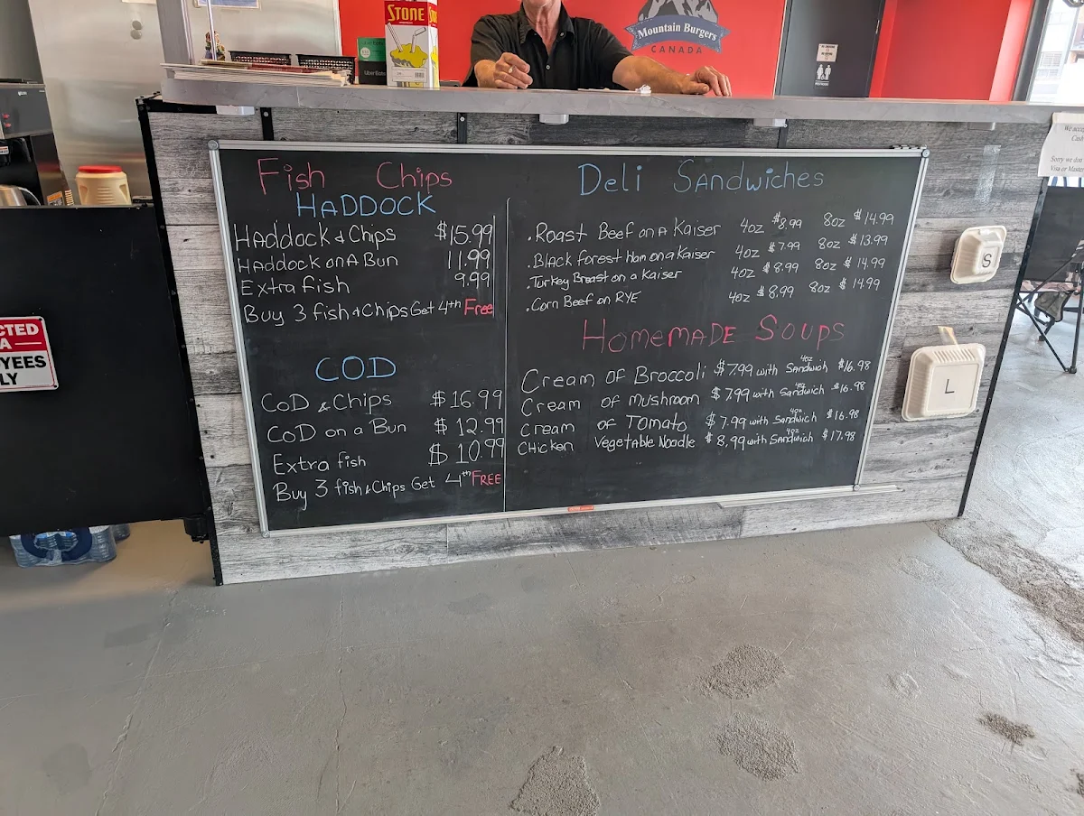 Menu, Mountain Burgers Canada