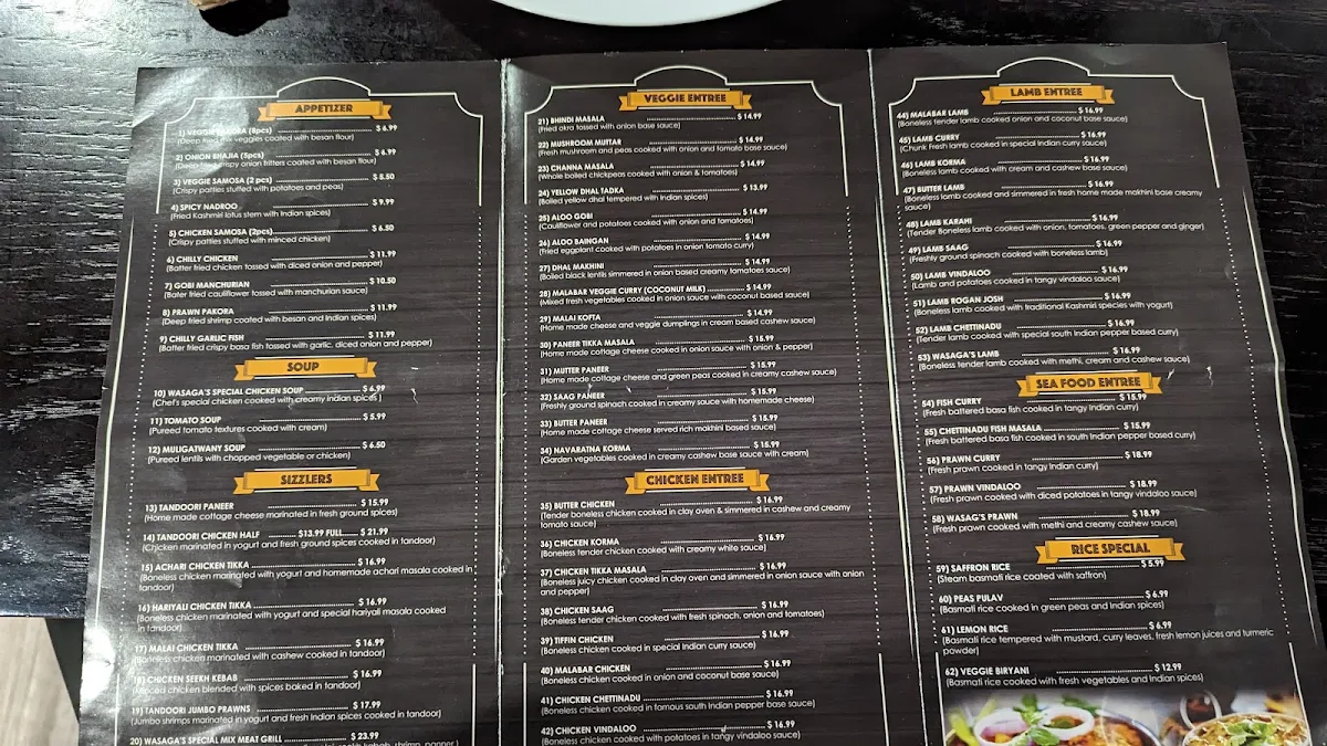 Menu, CURRY AND COCKTAIL