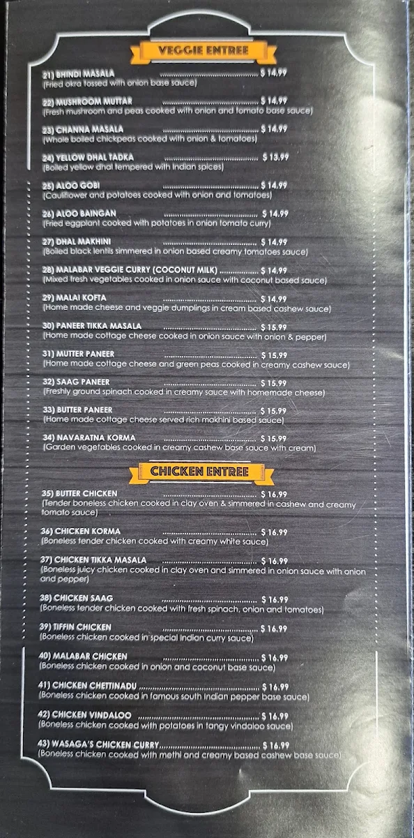 Menu, CURRY AND COCKTAIL