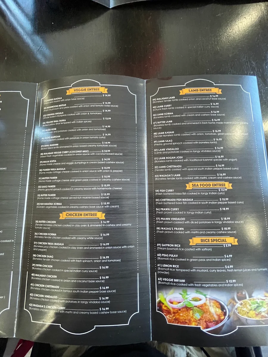 Menu, CURRY AND COCKTAIL