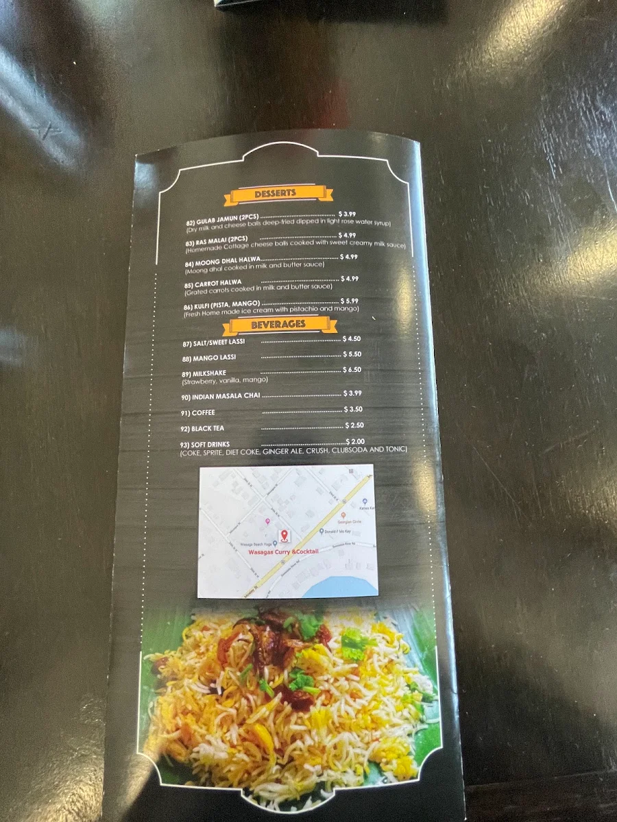 Menu, CURRY AND COCKTAIL