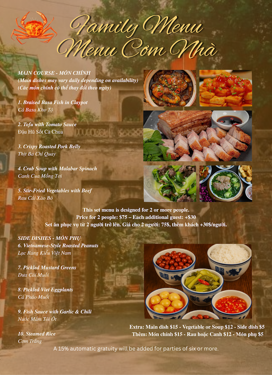 Menu, Crab Hot Lau (Granville)