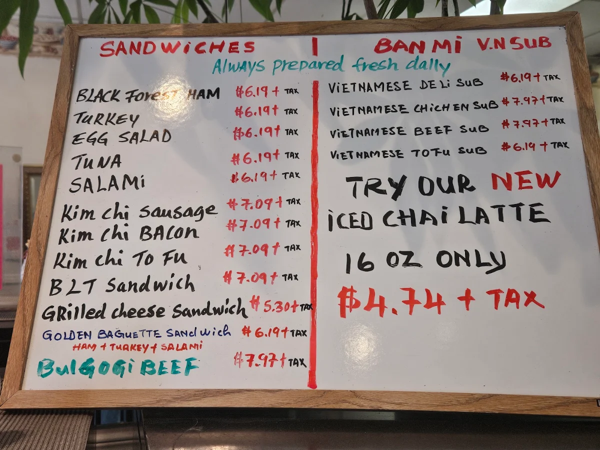 Menu, Golden Baguette Bakery