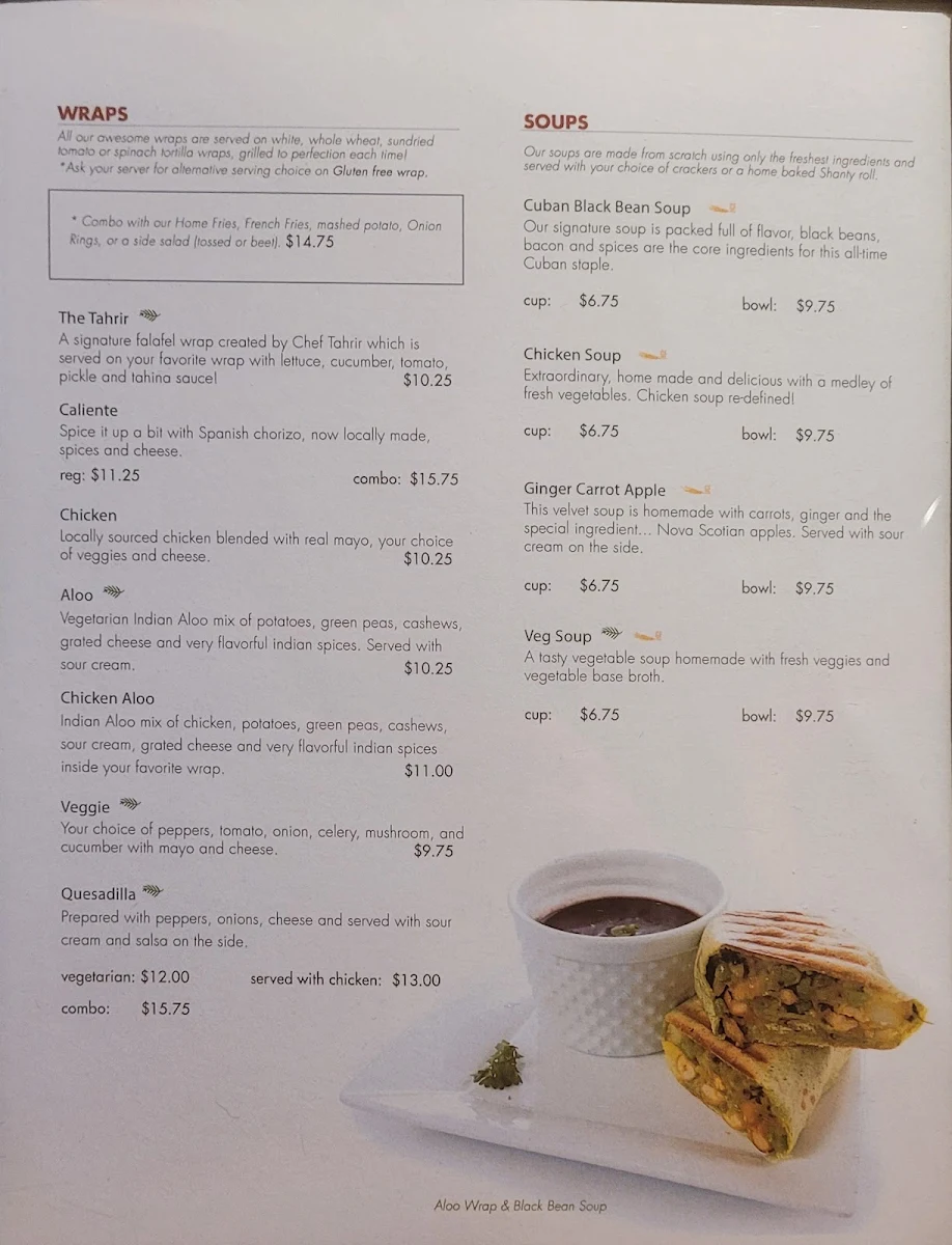 Menu, The Shanty Café