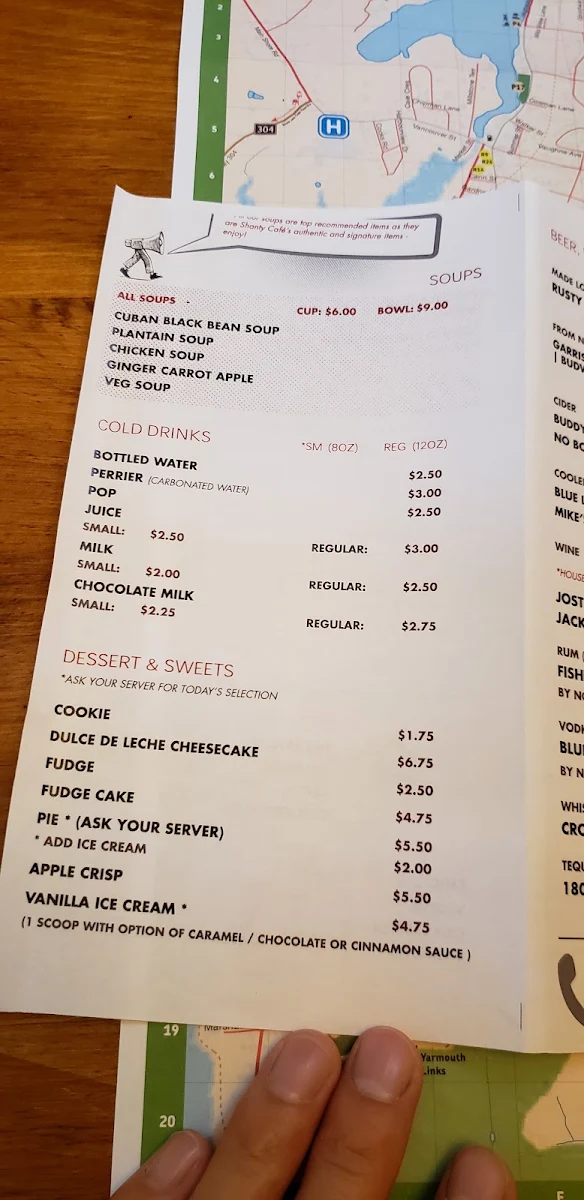 Menu, The Shanty Café