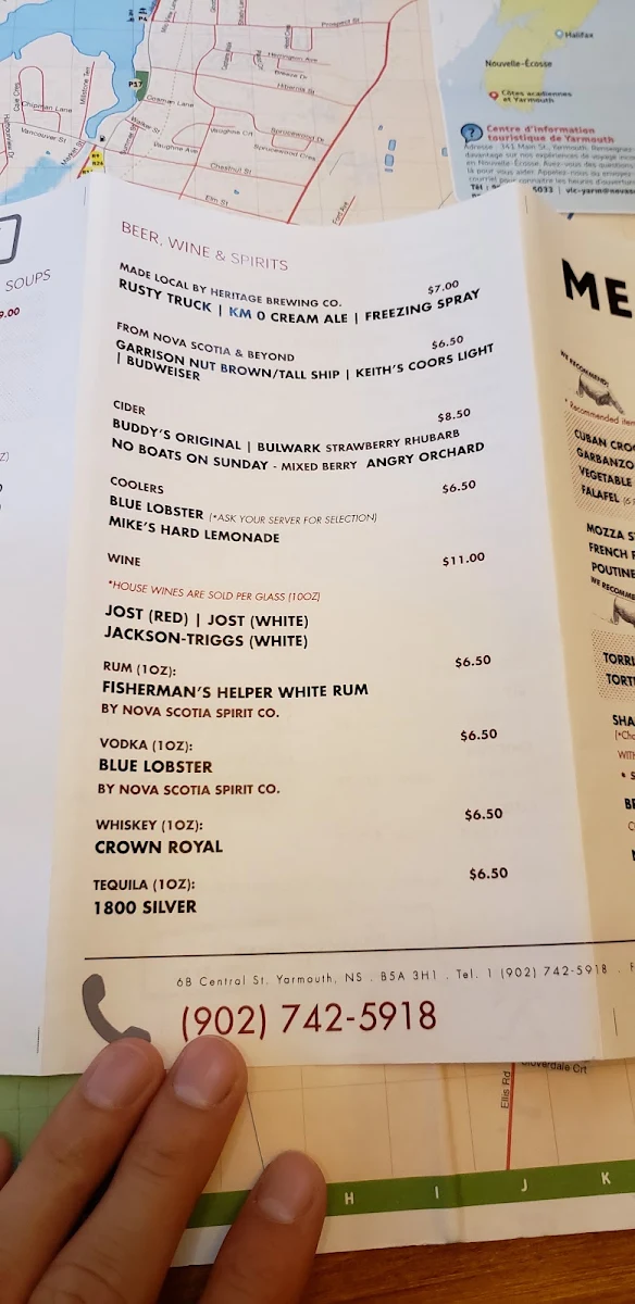 Menu, The Shanty Café