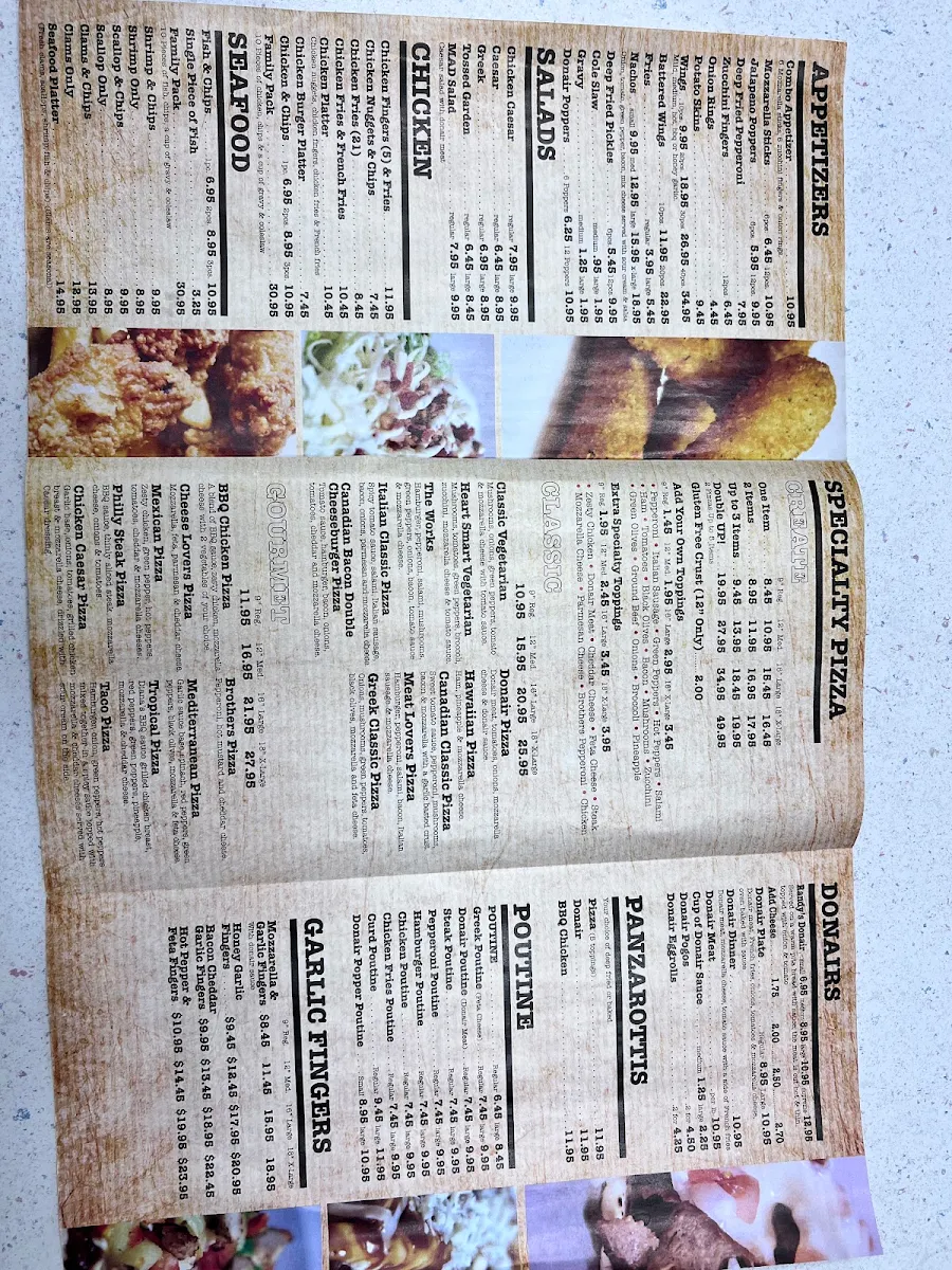 Menu, Randys Pizza Hubley