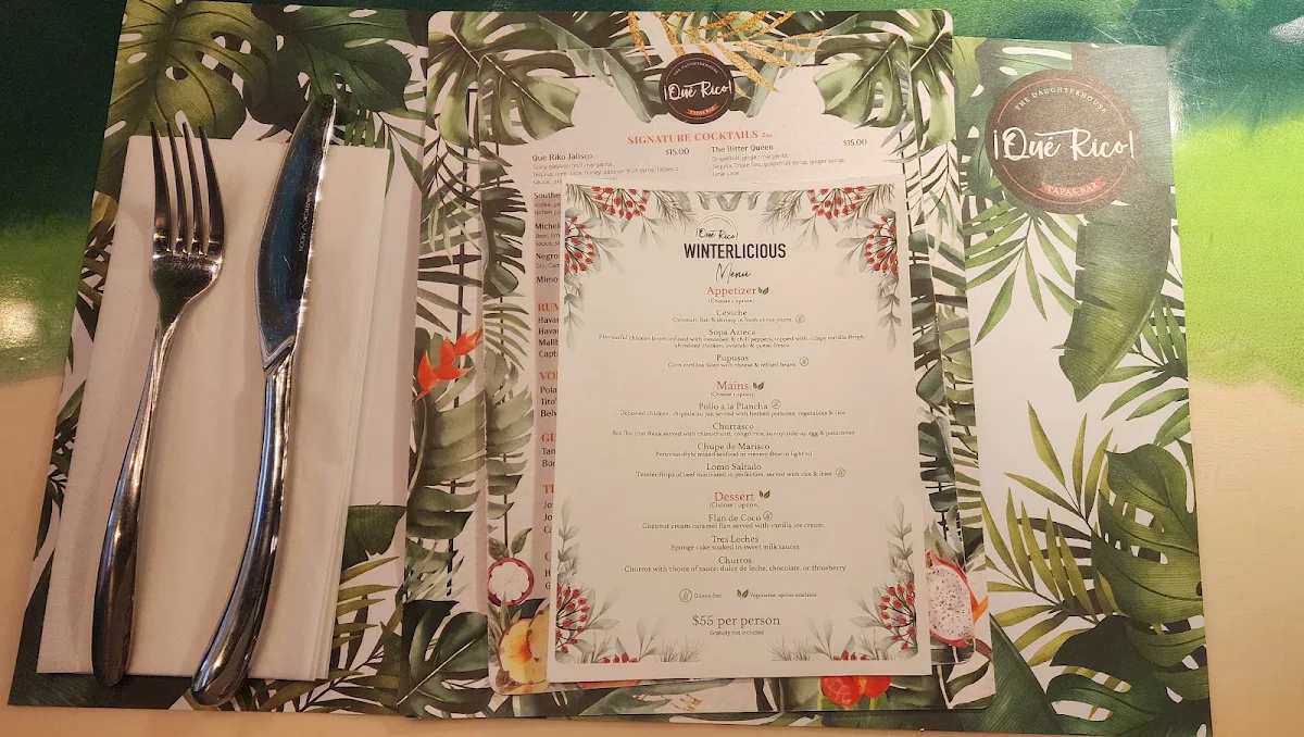 Menu, ¡Qué Rico! Tapas Bar