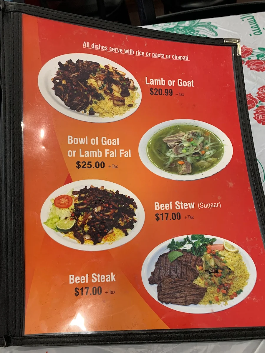Menu, Sahan Restaurant