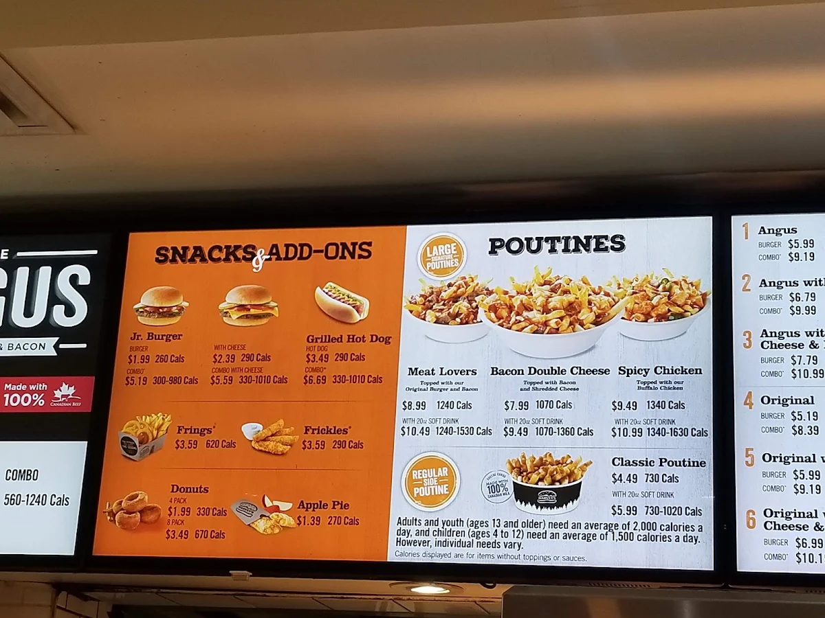 Menu, Harvey's