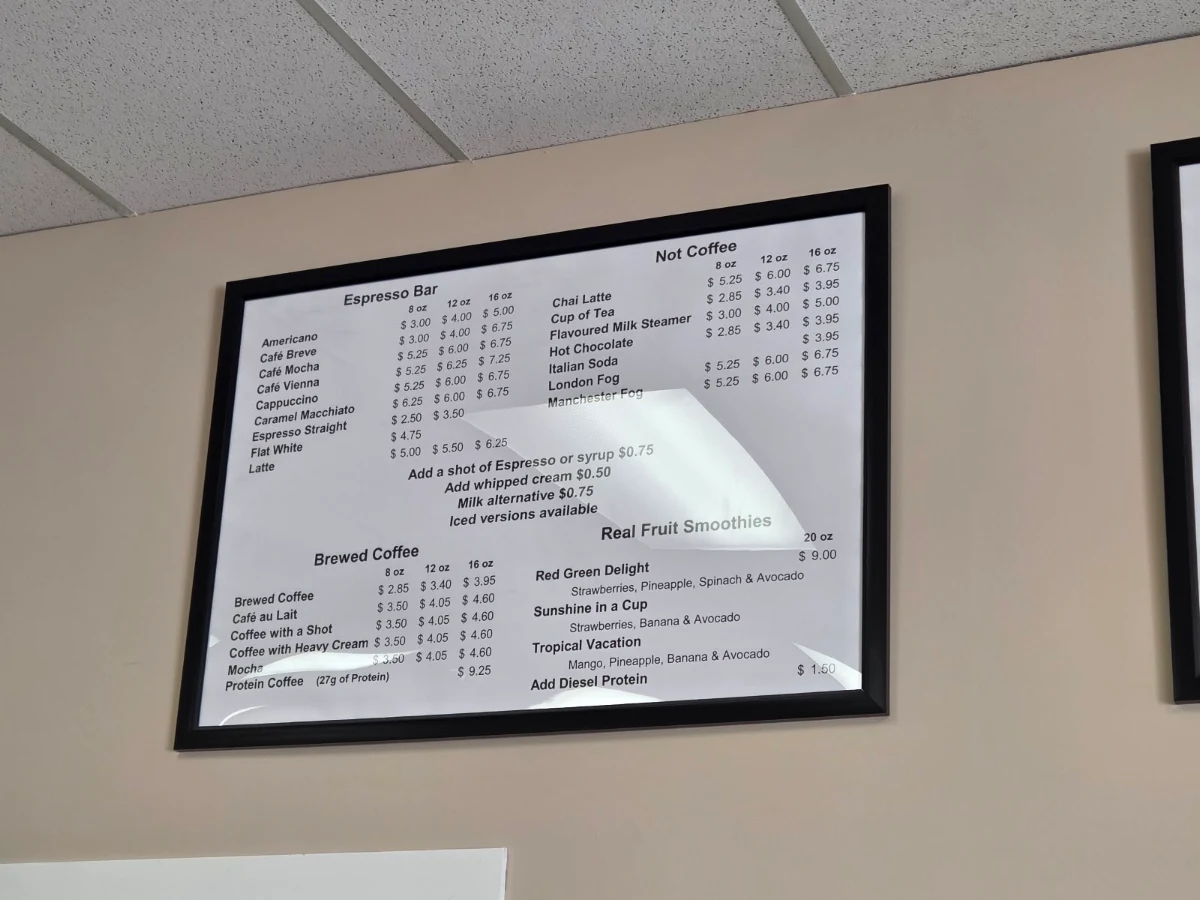 Menu, Deb's Café & Specialty Bakery
