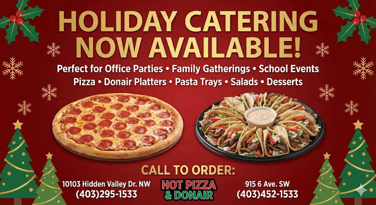 Menu, Hot Pizza and Donair - Downtown Calgary 6 ave sw