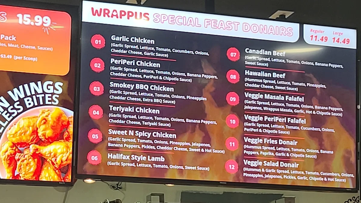 Menu, Wrappus Donair