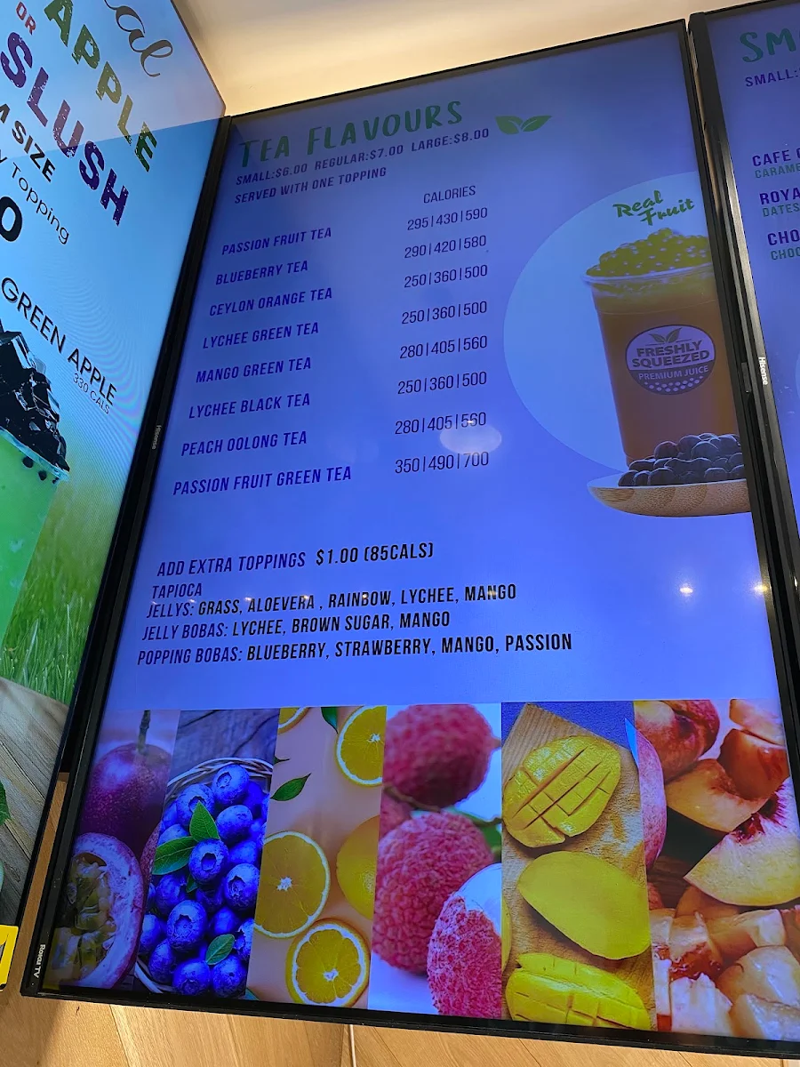 Menu, Freshly Squeezed Bubble Tea